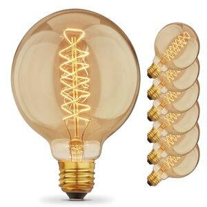 Volcora / Vintage Edison Spiral Filament G95 Bulbs 6-Pack